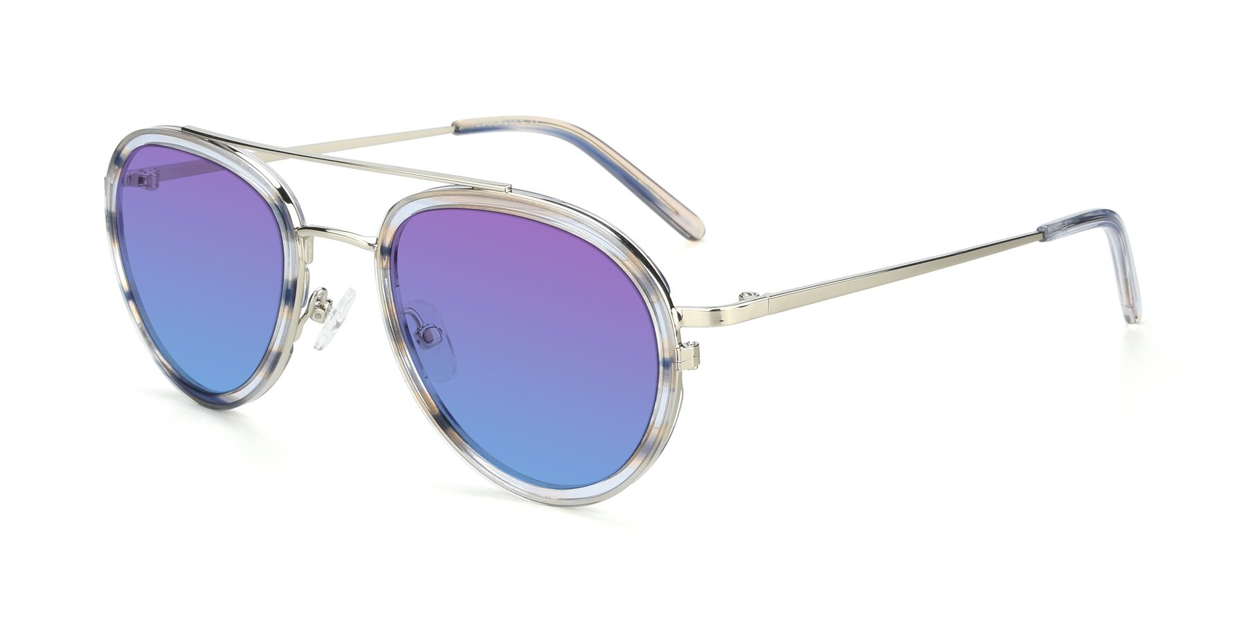 Angle of 9554 in Silver-Transparent with Purple / Blue Gradient Lenses