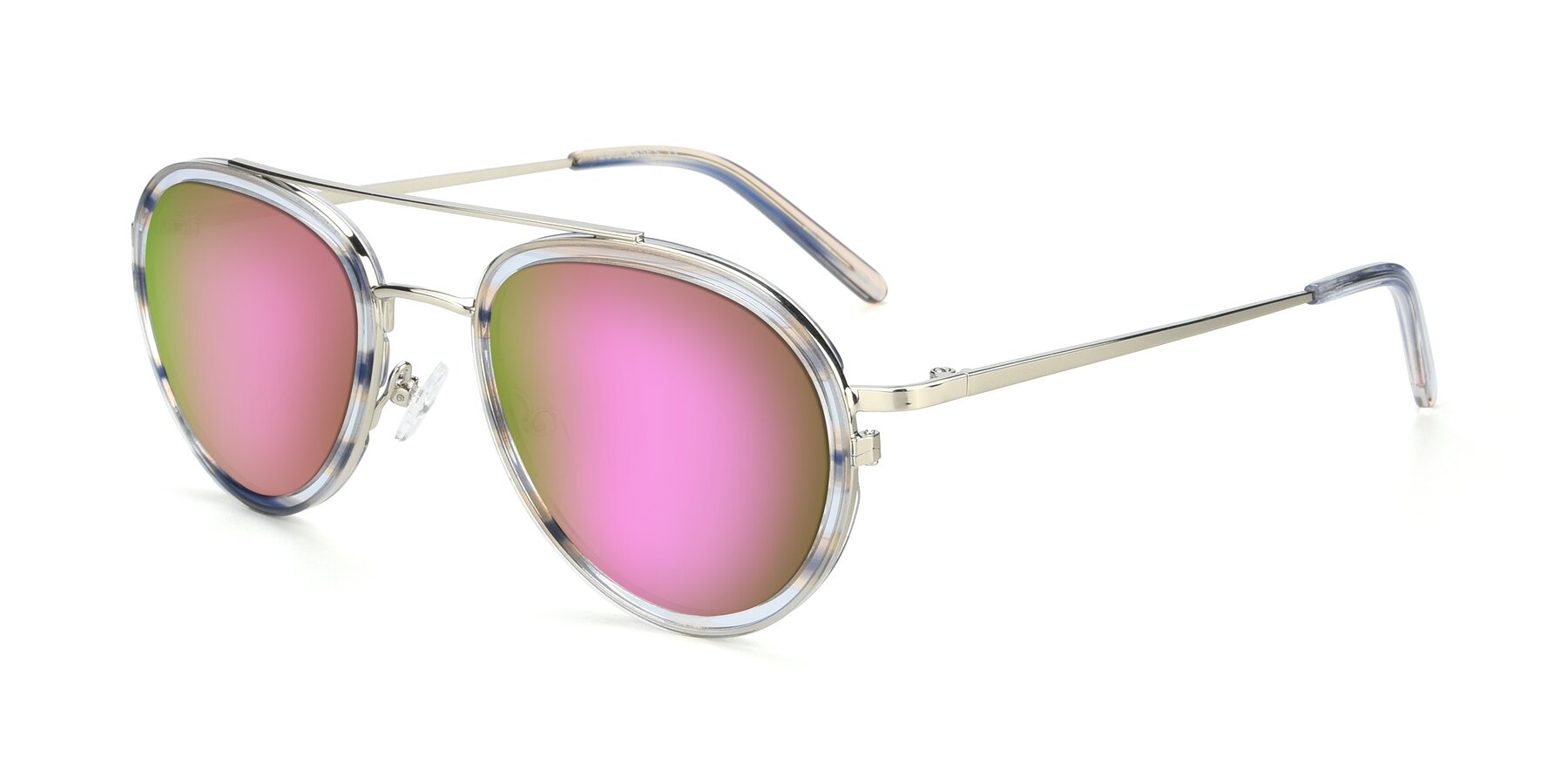 Angle of 9554 in Silver-Transparent with Pink Mirrored Lenses