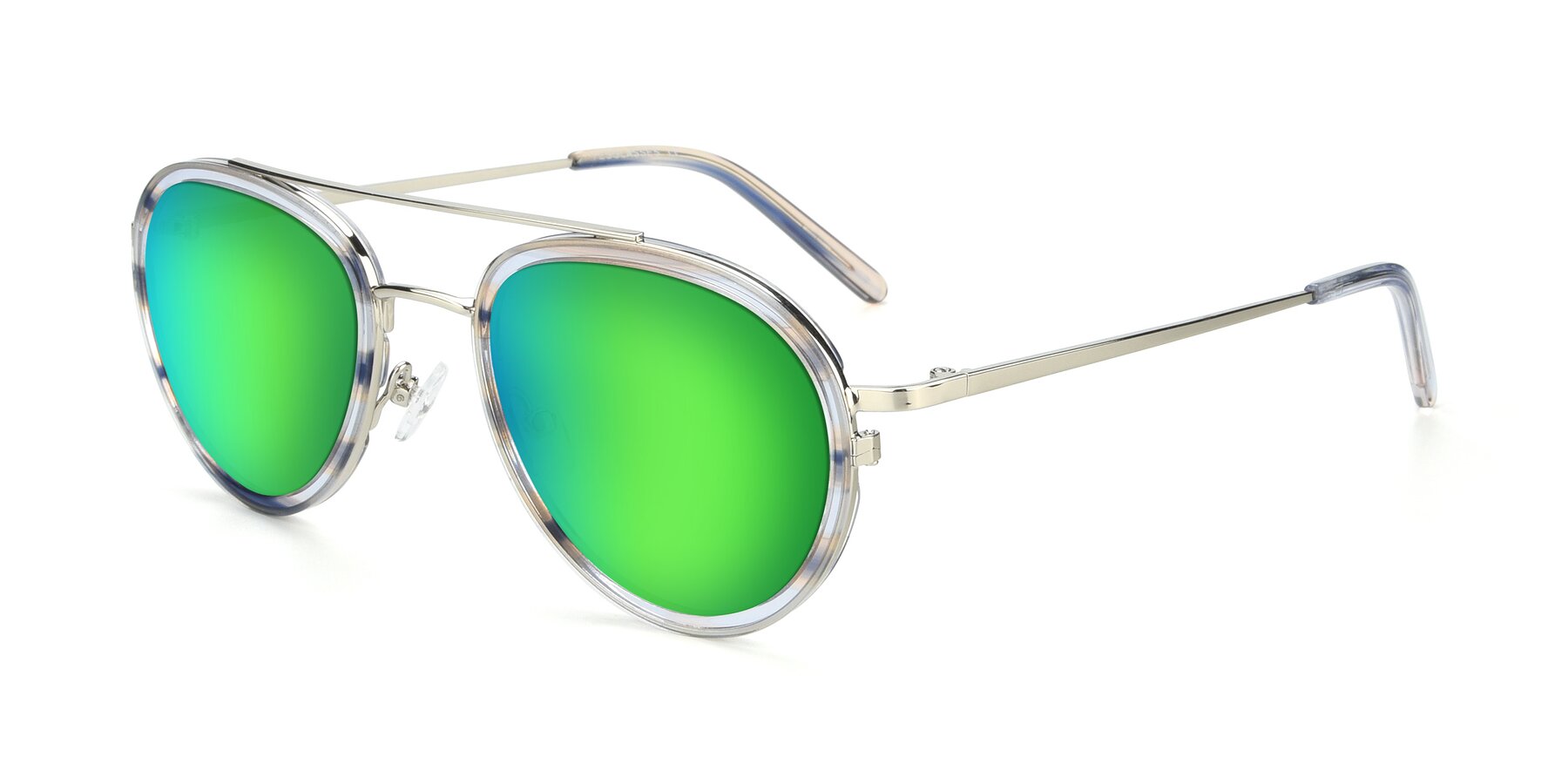 Angle of 9554 in Silver-Transparent with Green Mirrored Lenses