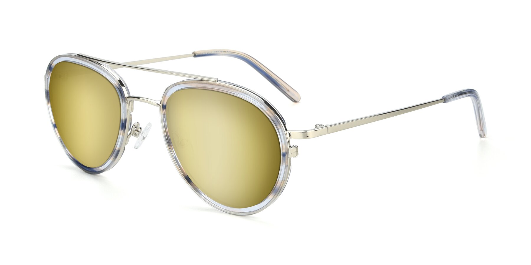 Angle of 9554 in Silver-Transparent with Gold Mirrored Lenses