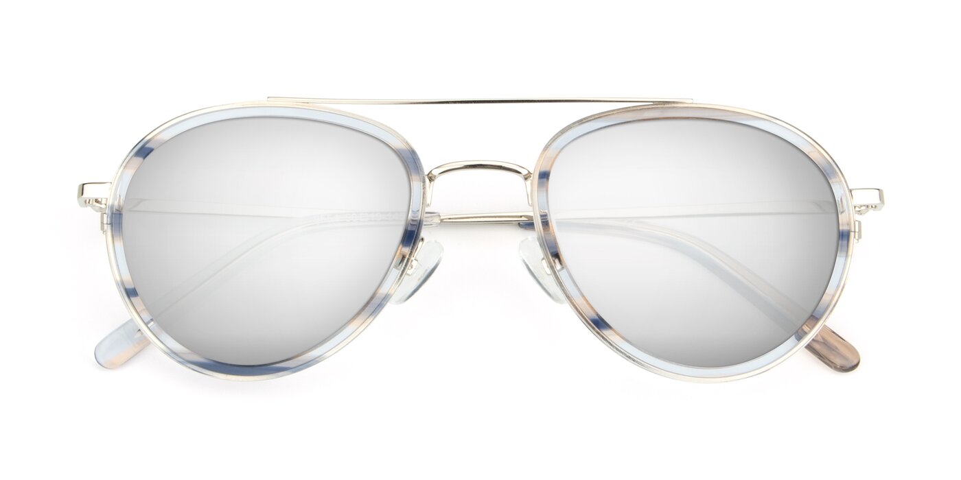 9554 - Silver / Transparent Flash Mirrored Sunglasses