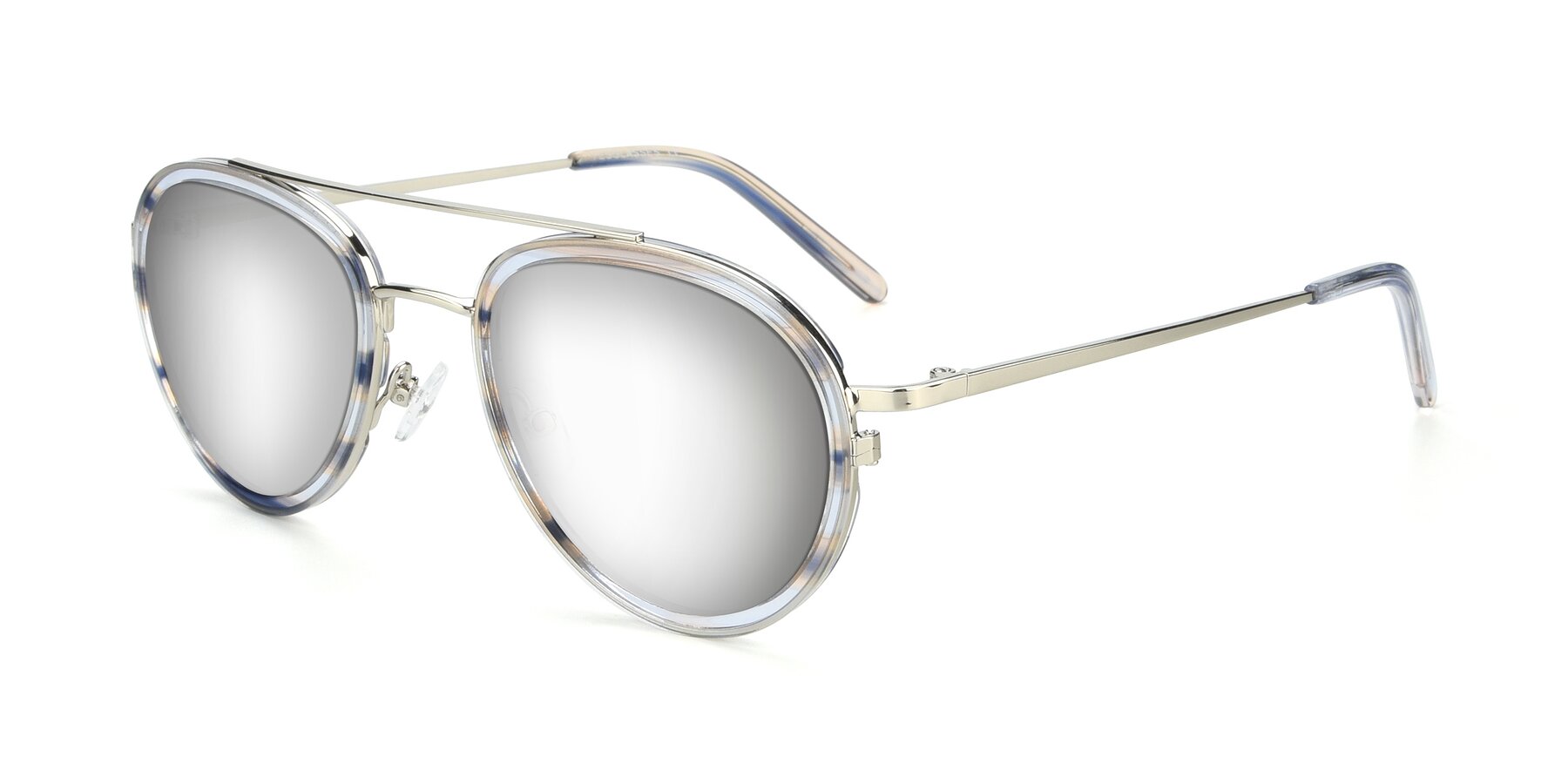 Angle of 9554 in Silver-Transparent with Silver Mirrored Lenses