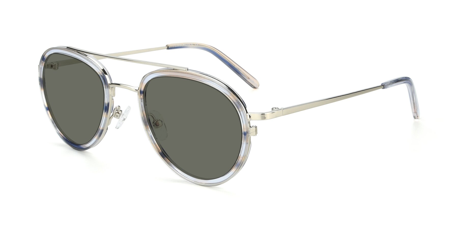 Angle of 9554 in Silver-Transparent with Gray Polarized Lenses