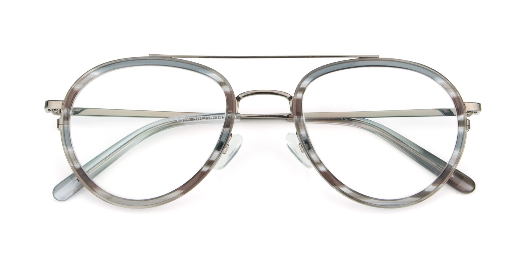 Folded Front of 9554 in  Gunmetal-Transparent with Clear Reading Eyeglass Lenses