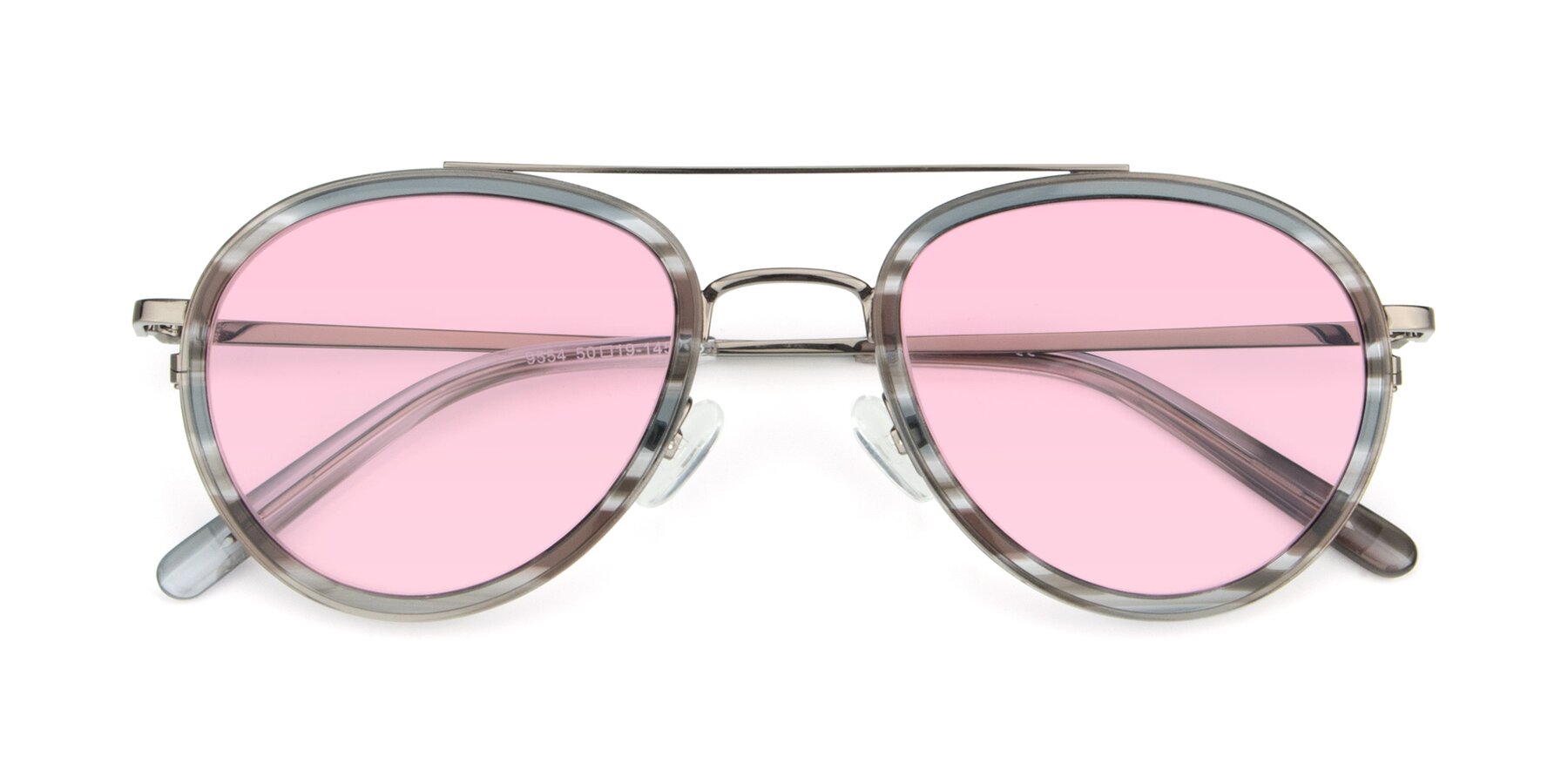 Folded Front of 9554 in  Gunmetal-Transparent with Light Pink Tinted Lenses