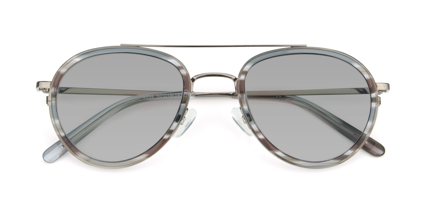 Folded Front of 9554 in  Gunmetal-Transparent with Light Gray Tinted Lenses