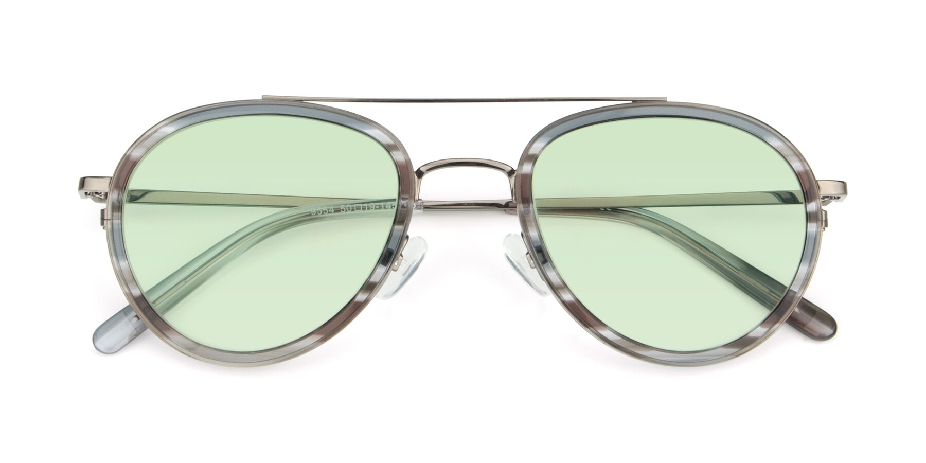 Folded Front of 9554 in  Gunmetal-Transparent with Light Green Tinted Lenses