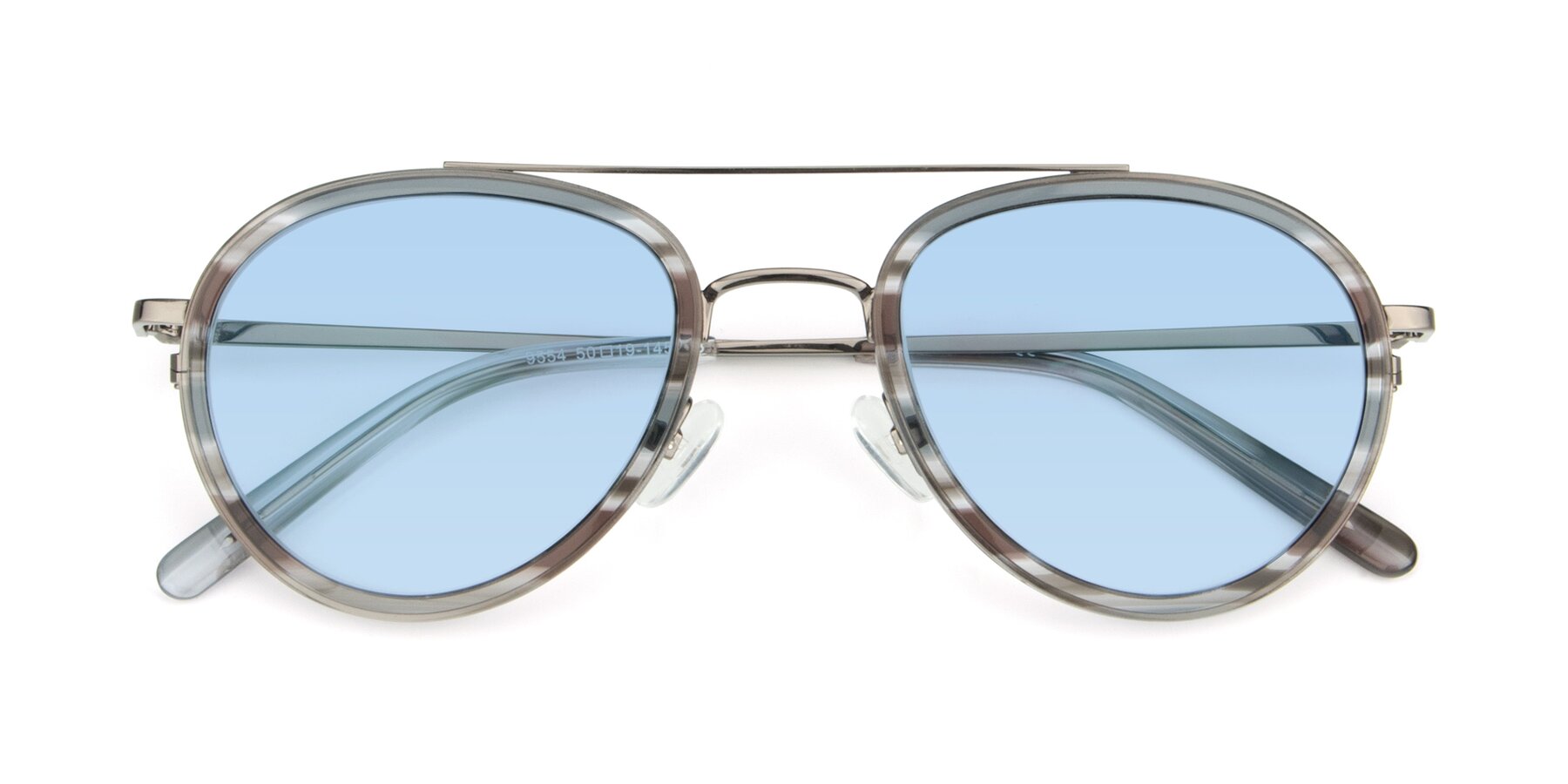 Folded Front of 9554 in  Gunmetal-Transparent with Light Blue Tinted Lenses