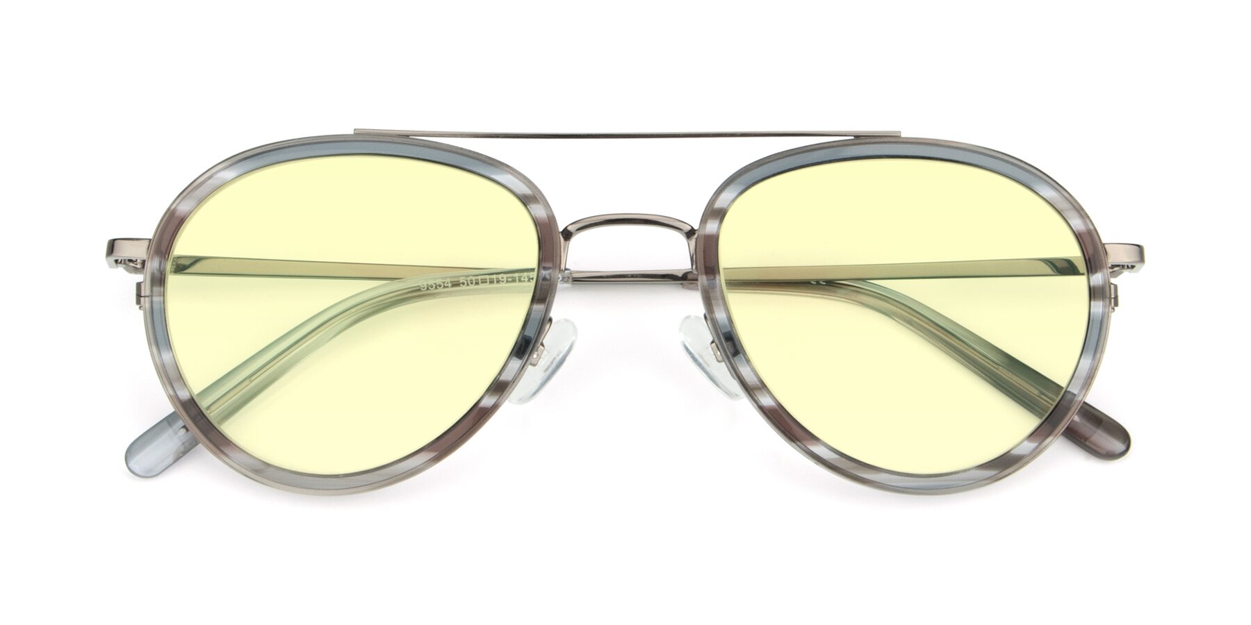 Folded Front of 9554 in  Gunmetal-Transparent with Light Yellow Tinted Lenses