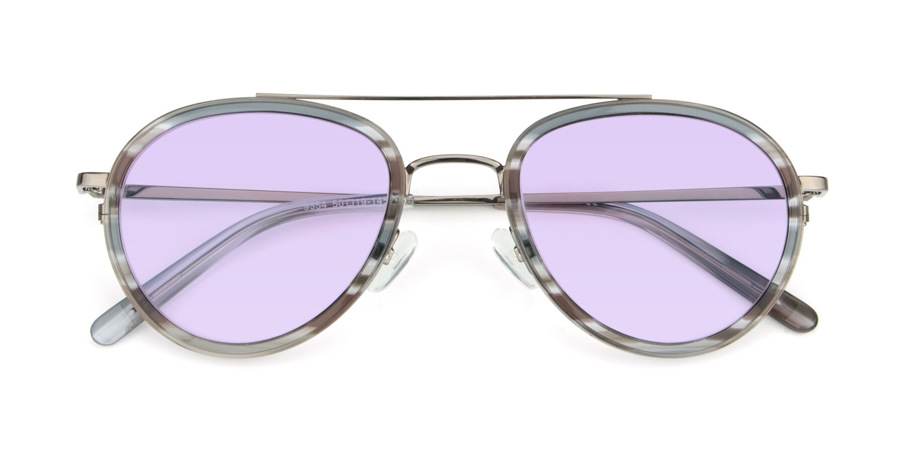 Folded Front of 9554 in  Gunmetal-Transparent with Light Purple Tinted Lenses