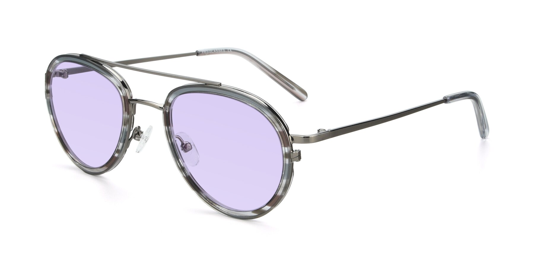 Angle of 9554 in  Gunmetal-Transparent with Light Purple Tinted Lenses