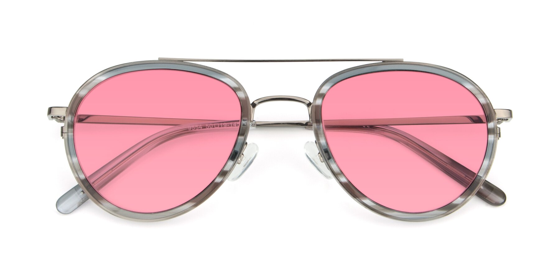 Folded Front of 9554 in  Gunmetal-Transparent with Pink Tinted Lenses