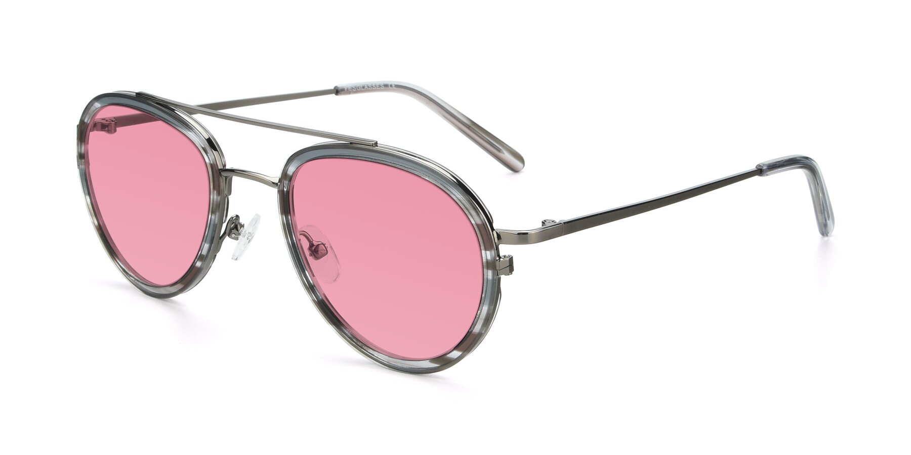 Angle of 9554 in  Gunmetal-Transparent with Pink Tinted Lenses