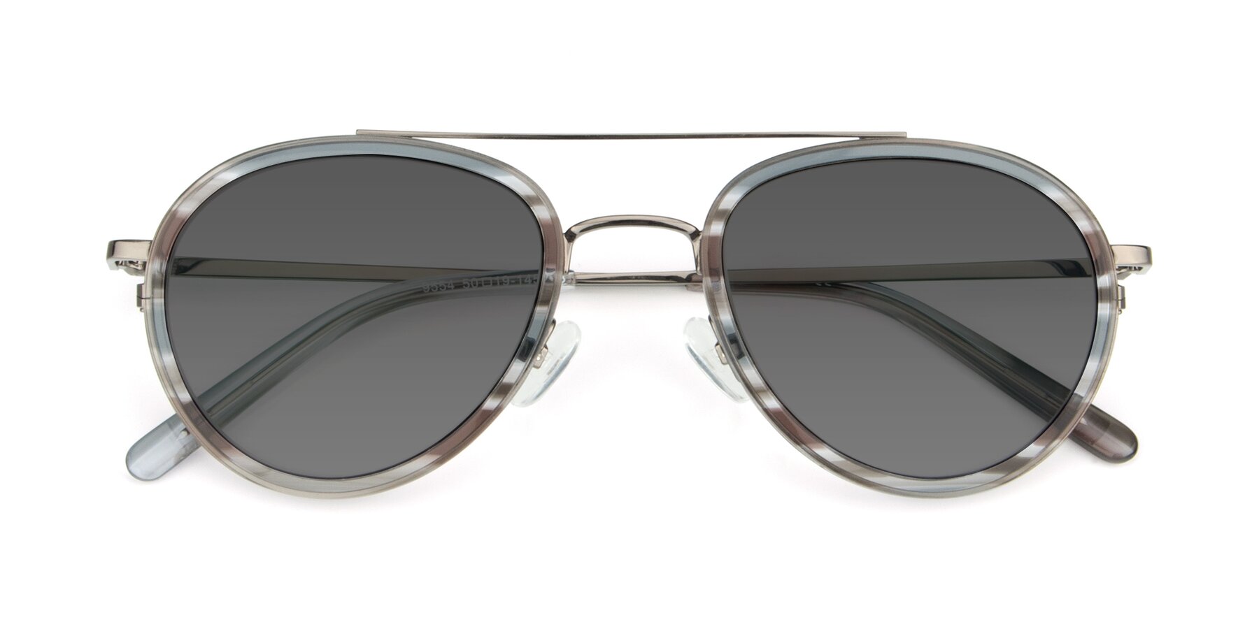 Folded Front of 9554 in  Gunmetal-Transparent with Medium Gray Tinted Lenses