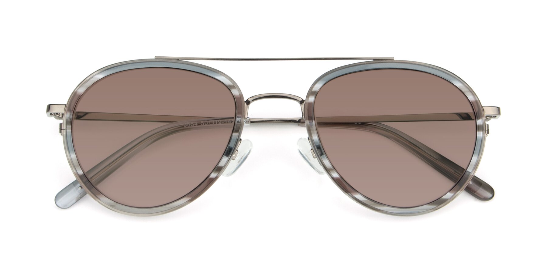 Folded Front of 9554 in  Gunmetal-Transparent with Medium Brown Tinted Lenses