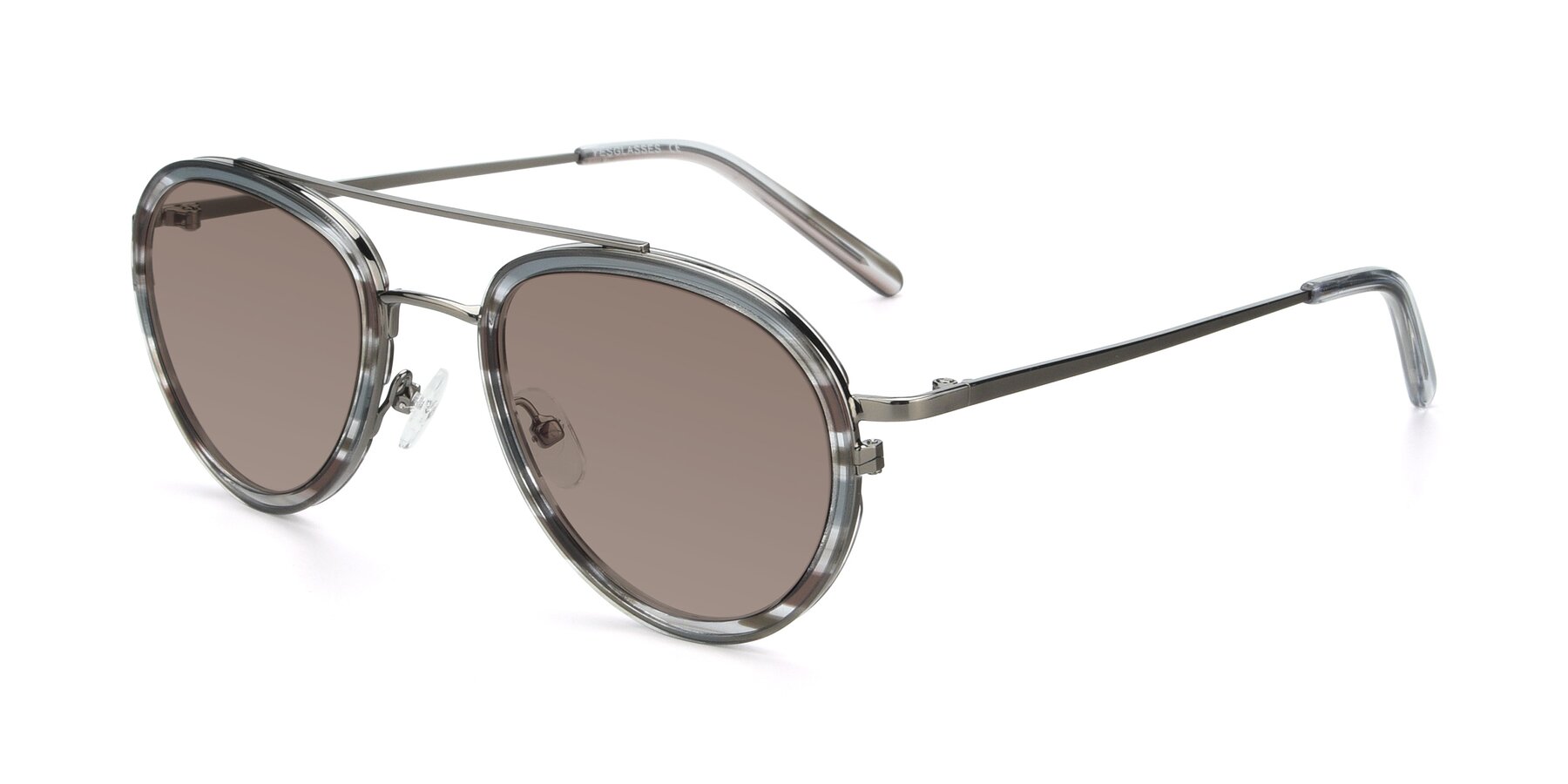 Angle of 9554 in  Gunmetal-Transparent with Medium Brown Tinted Lenses