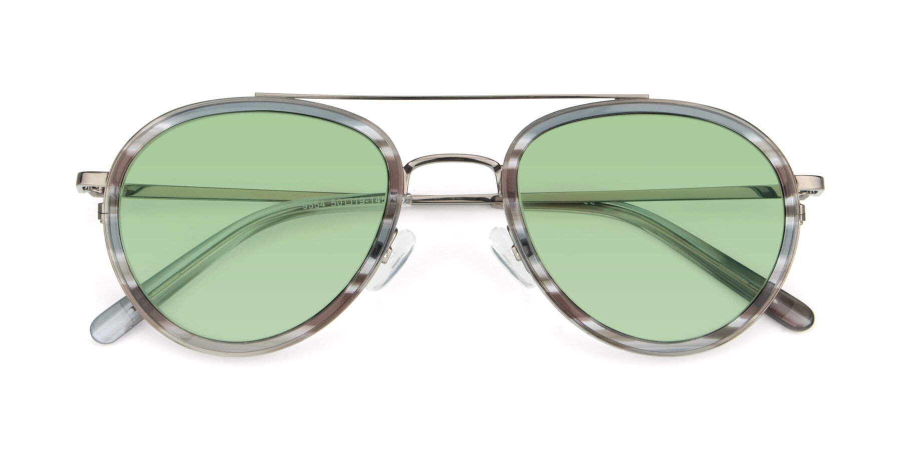 Folded Front of 9554 in  Gunmetal-Transparent with Medium Green Tinted Lenses