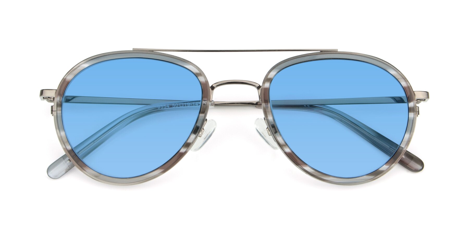 Folded Front of 9554 in  Gunmetal-Transparent with Medium Blue Tinted Lenses
