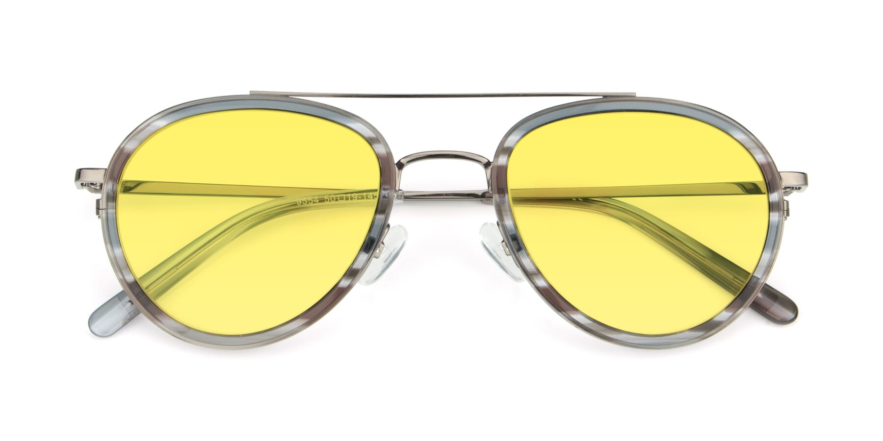 Folded Front of 9554 in  Gunmetal-Transparent with Medium Yellow Tinted Lenses