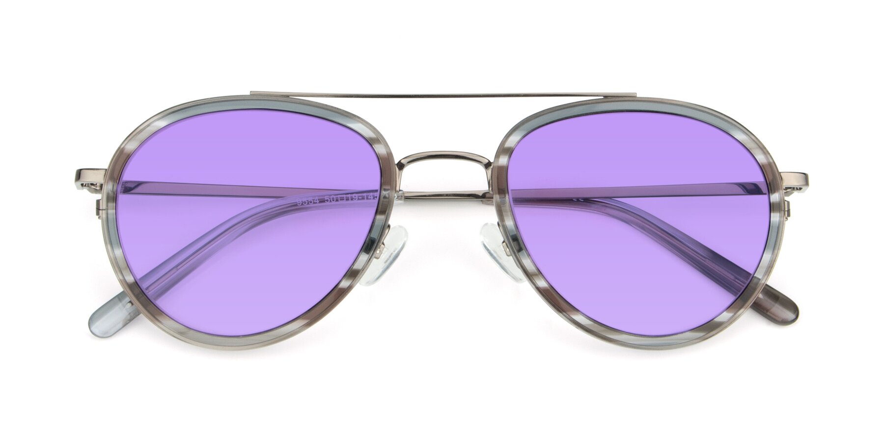 Folded Front of 9554 in  Gunmetal-Transparent with Medium Purple Tinted Lenses