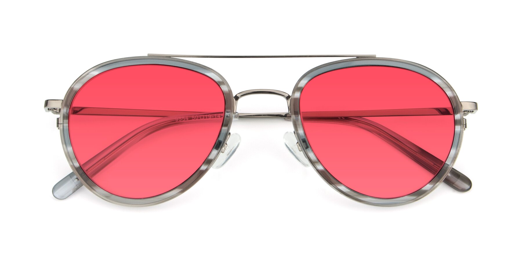 Folded Front of 9554 in  Gunmetal-Transparent with Red Tinted Lenses
