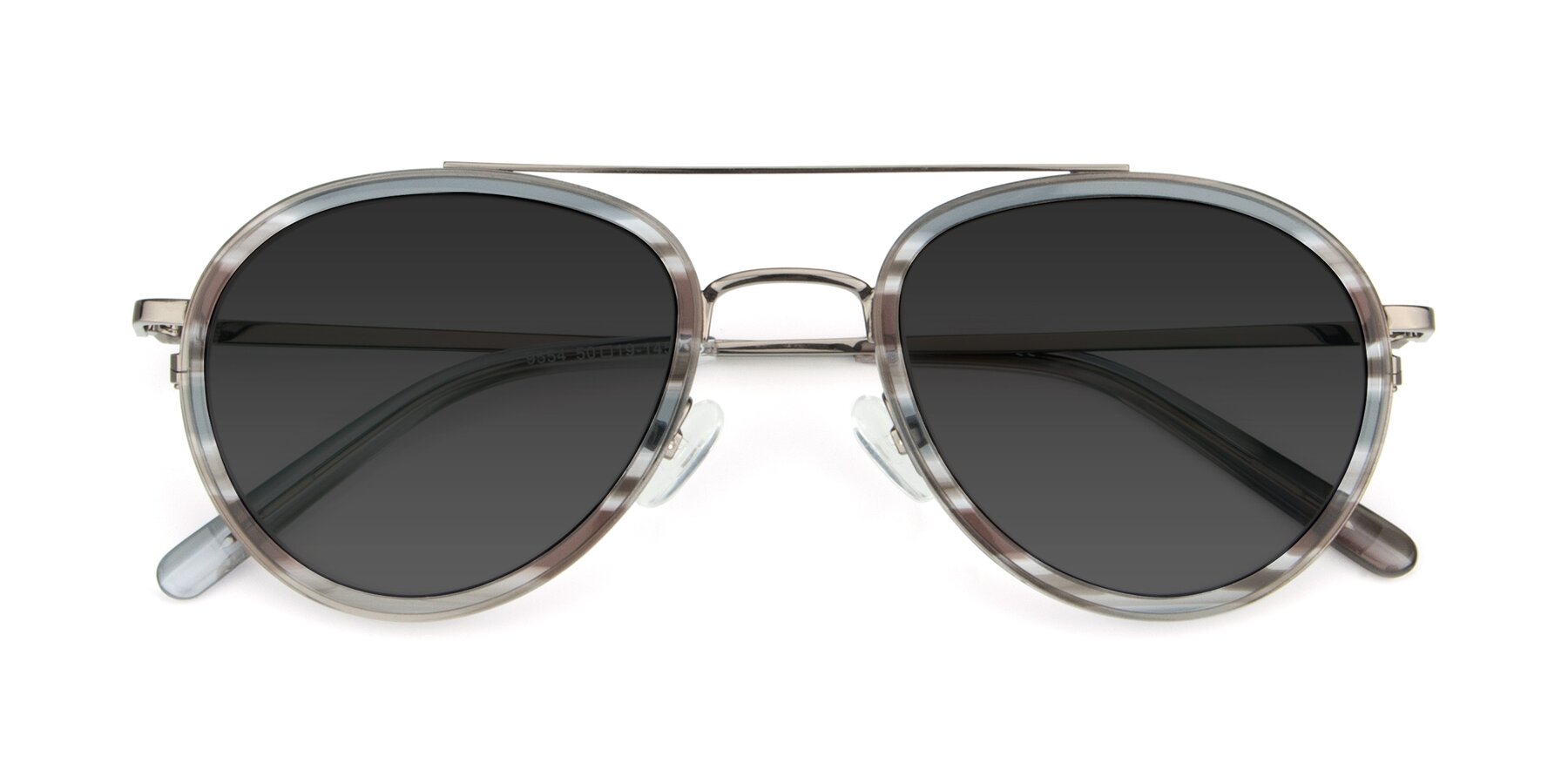 Folded Front of 9554 in  Gunmetal-Transparent with Gray Tinted Lenses