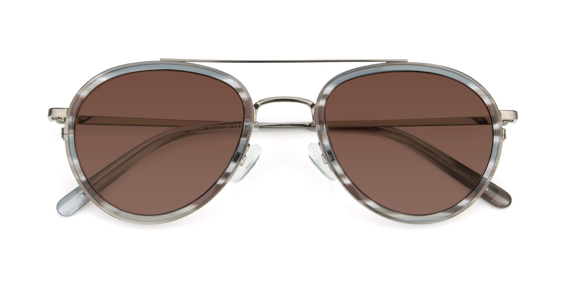 Folded Front of 9554 in  Gunmetal-Transparent with Brown Tinted Lenses