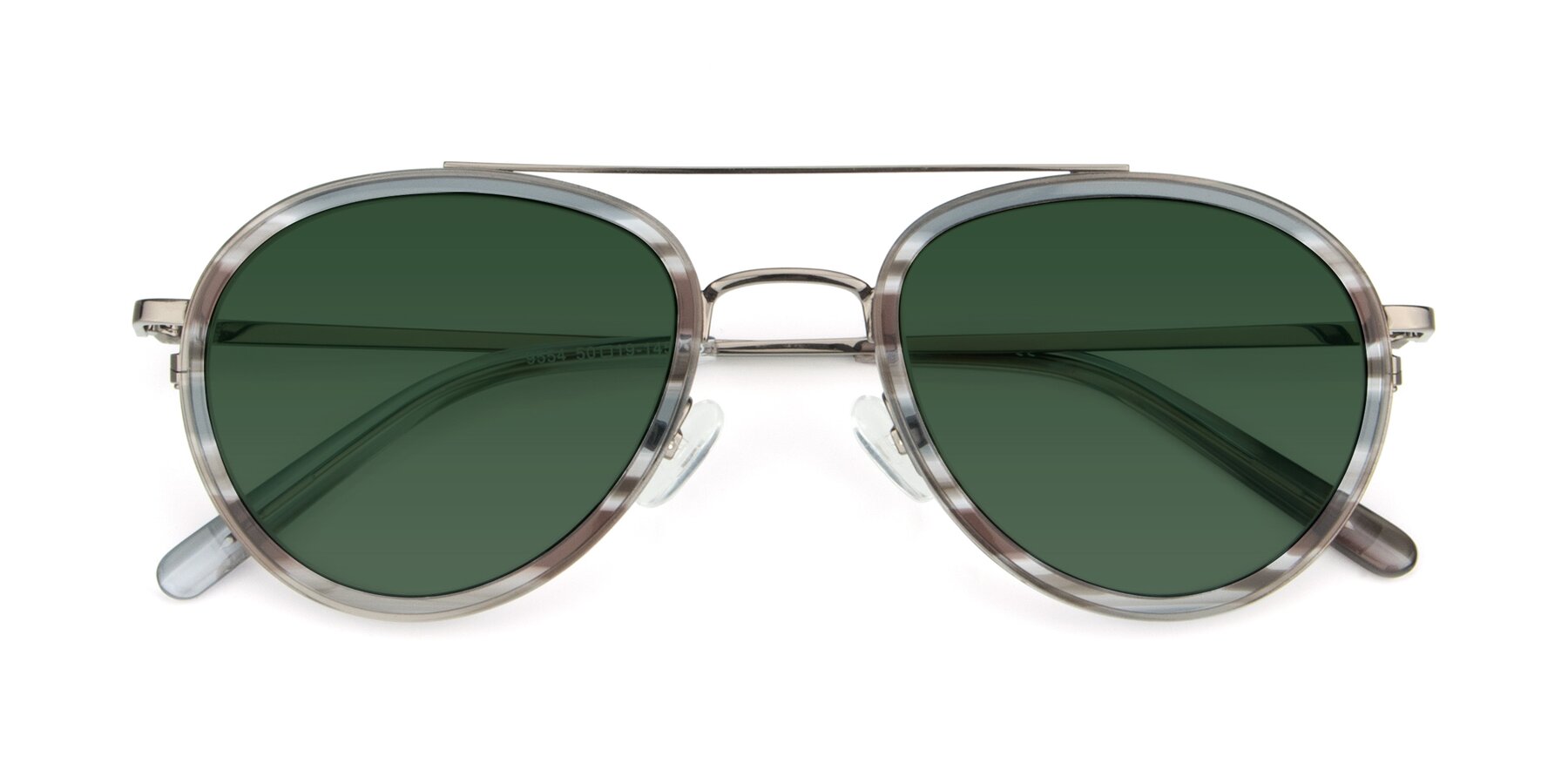 Folded Front of 9554 in  Gunmetal-Transparent with Green Tinted Lenses
