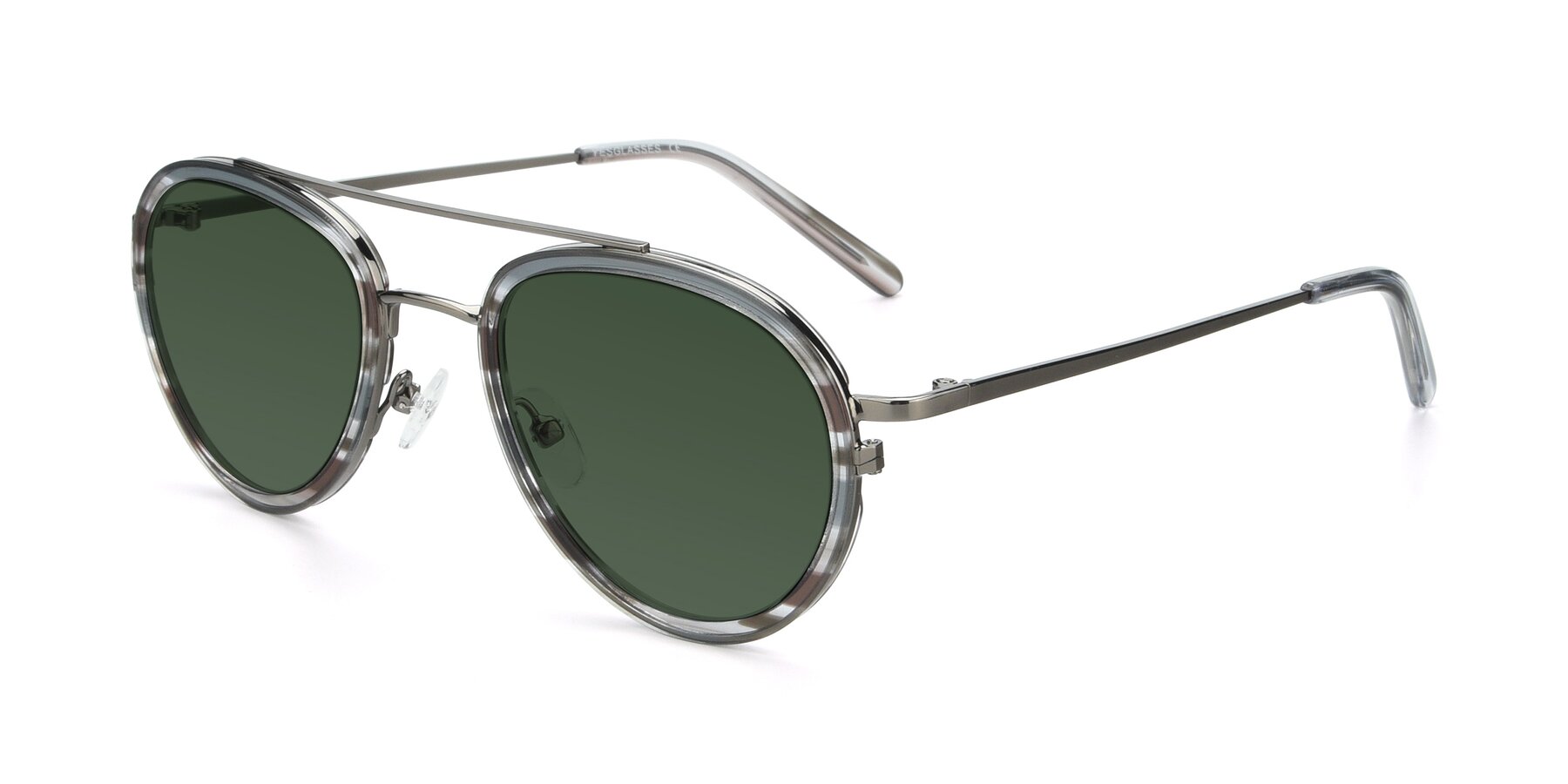 Angle of 9554 in  Gunmetal-Transparent with Green Tinted Lenses