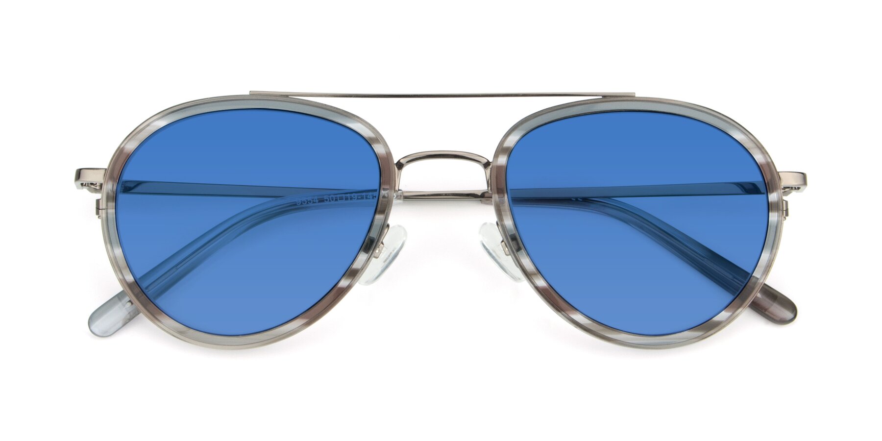 Folded Front of 9554 in  Gunmetal-Transparent with Blue Tinted Lenses