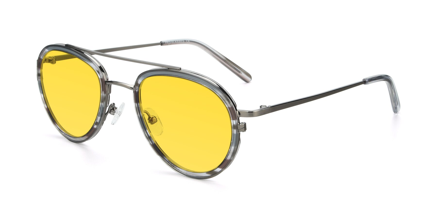 Angle of 9554 in  Gunmetal-Transparent with Yellow Tinted Lenses