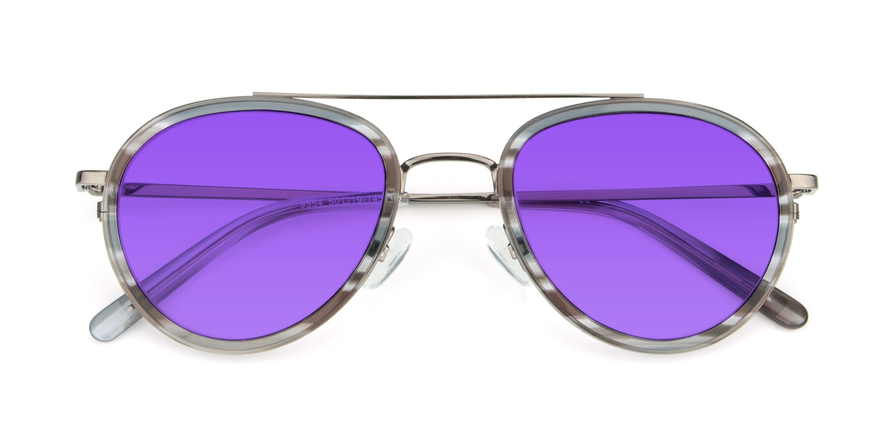 Folded Front of 9554 in  Gunmetal-Transparent with Purple Tinted Lenses