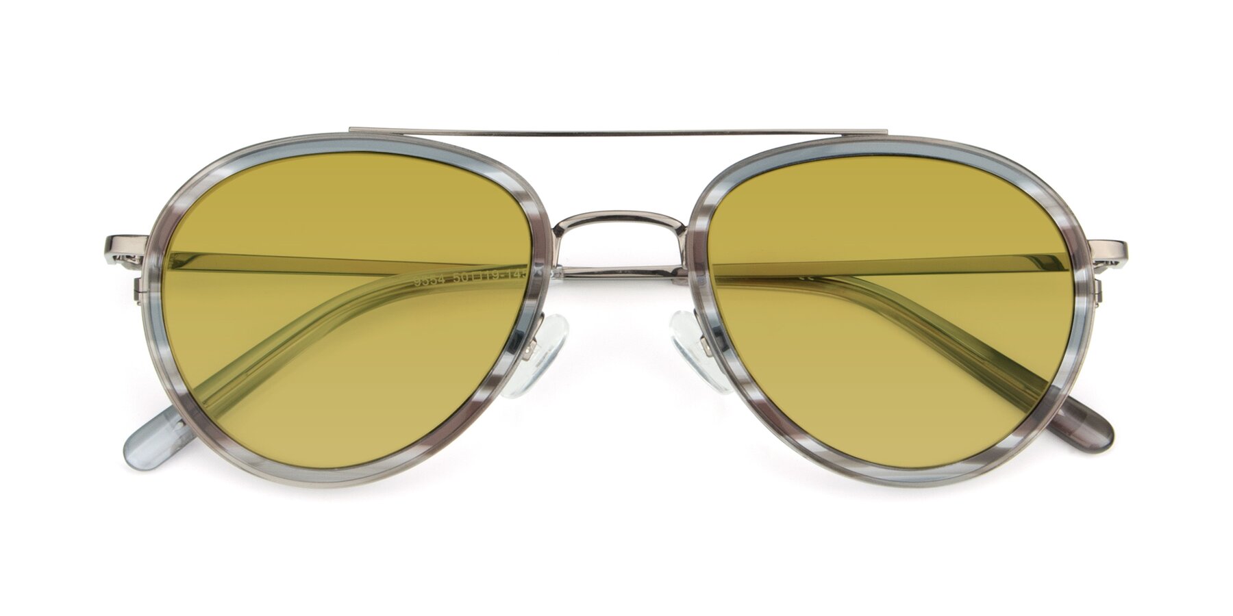 Folded Front of 9554 in  Gunmetal-Transparent with Champagne Tinted Lenses