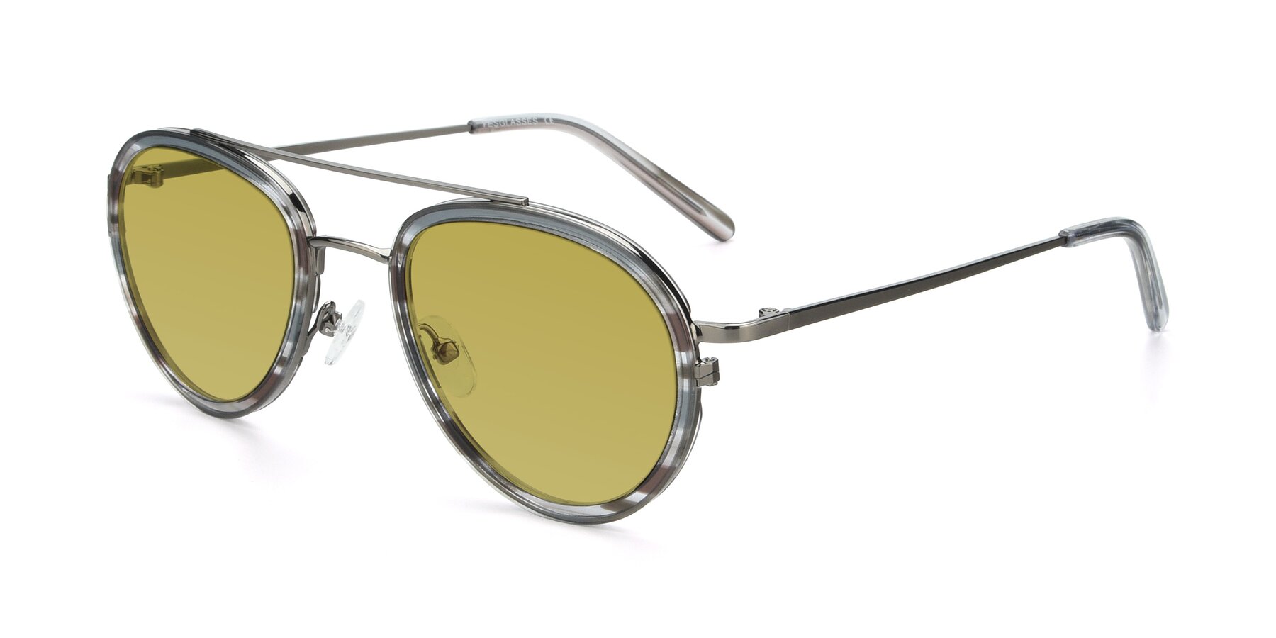 Angle of 9554 in  Gunmetal-Transparent with Champagne Tinted Lenses