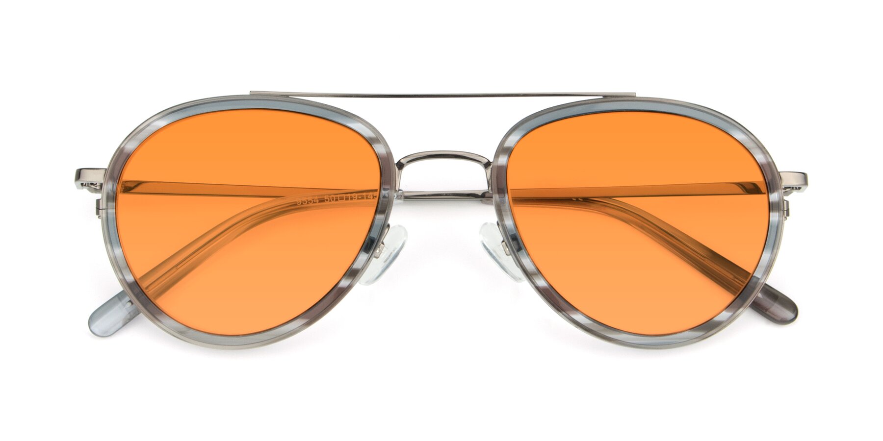Folded Front of 9554 in  Gunmetal-Transparent with Orange Tinted Lenses