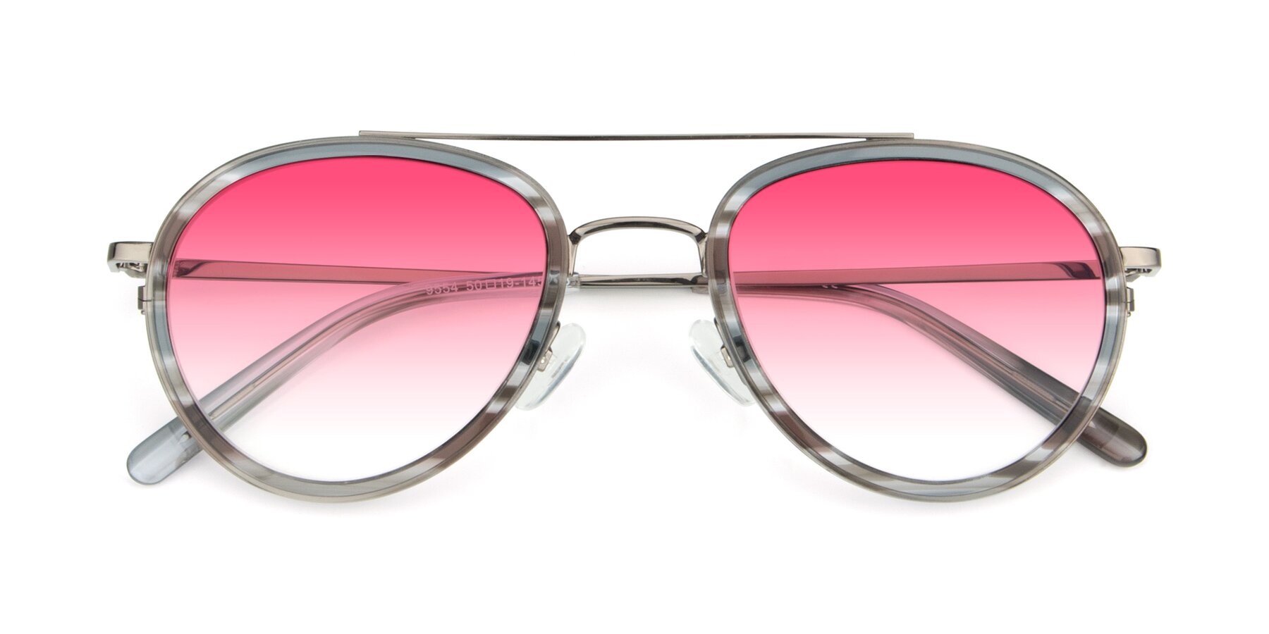 Folded Front of 9554 in  Gunmetal-Transparent with Pink Gradient Lenses