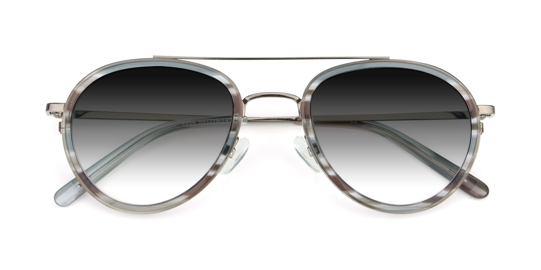 Folded Front of 9554 in  Gunmetal-Transparent with Gray Gradient Lenses
