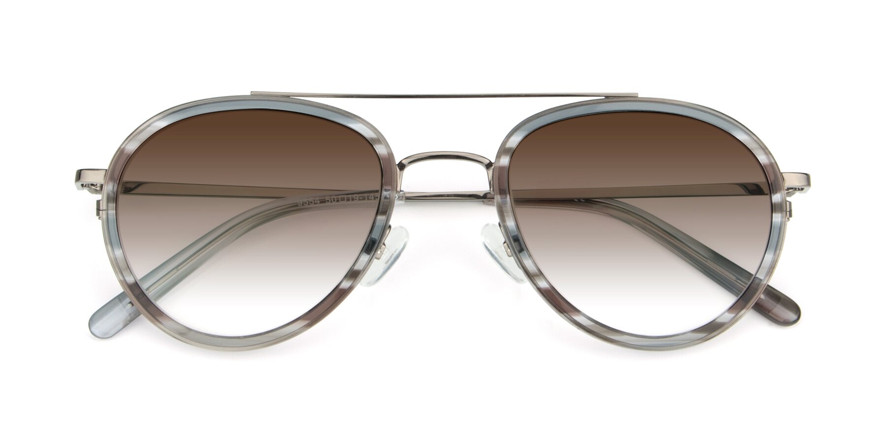 Folded Front of 9554 in  Gunmetal-Transparent with Brown Gradient Lenses