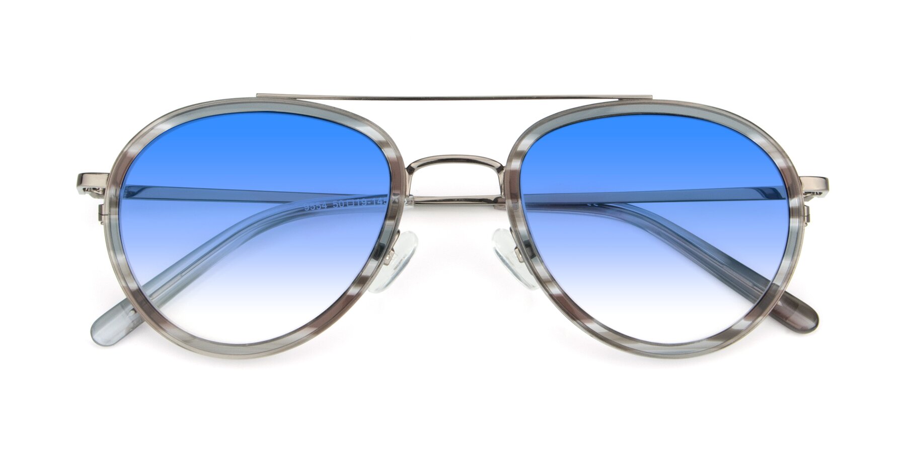 Folded Front of 9554 in  Gunmetal-Transparent with Blue Gradient Lenses
