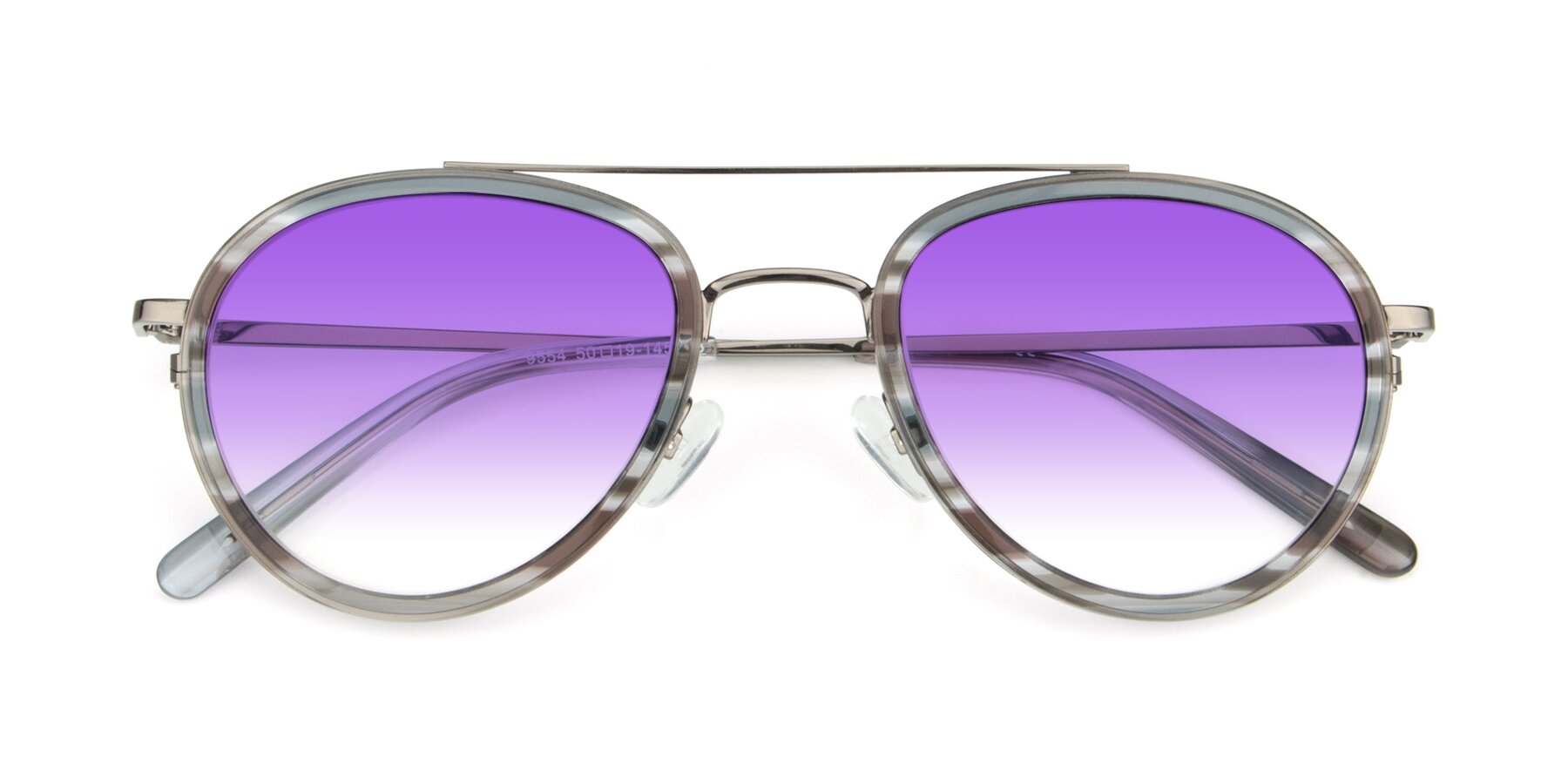Folded Front of 9554 in  Gunmetal-Transparent with Purple Gradient Lenses