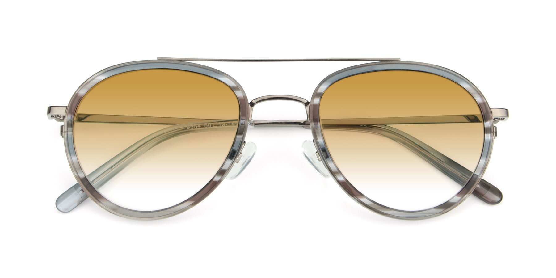 Folded Front of 9554 in  Gunmetal-Transparent with Champagne Gradient Lenses