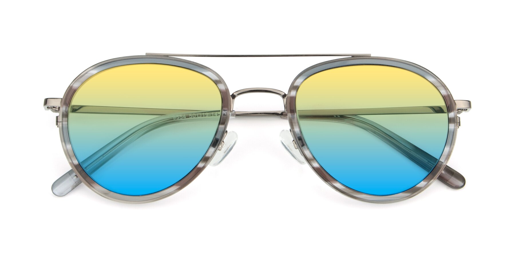Folded Front of 9554 in  Gunmetal-Transparent with Yellow / Blue Gradient Lenses