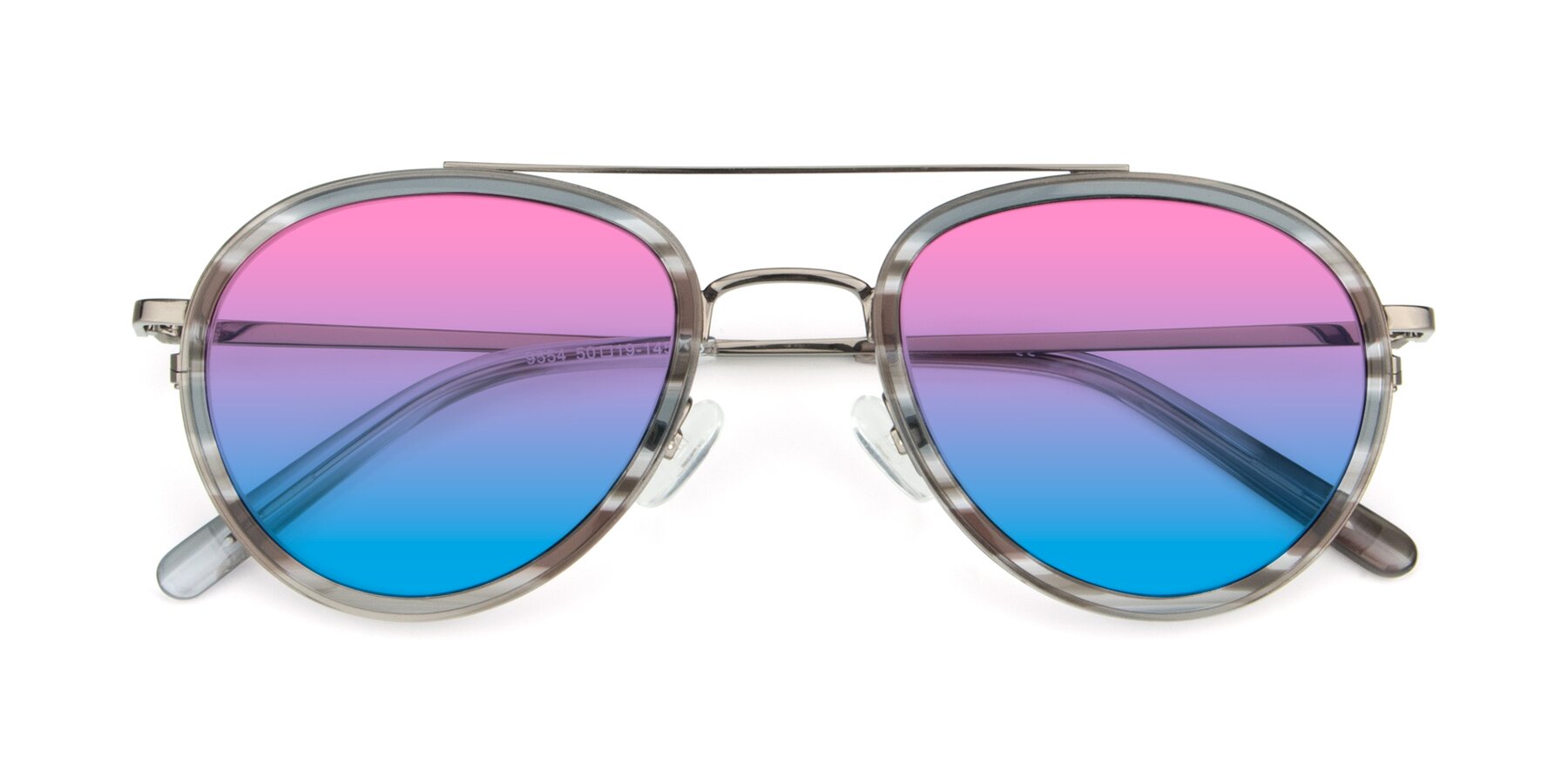 Folded Front of 9554 in  Gunmetal-Transparent with Pink / Blue Gradient Lenses