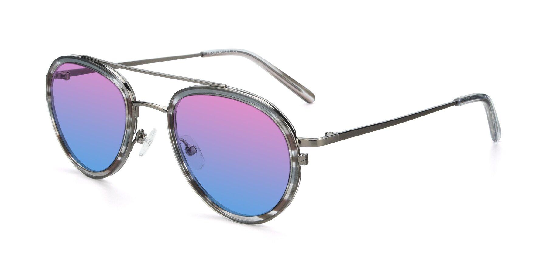Angle of 9554 in  Gunmetal-Transparent with Pink / Blue Gradient Lenses