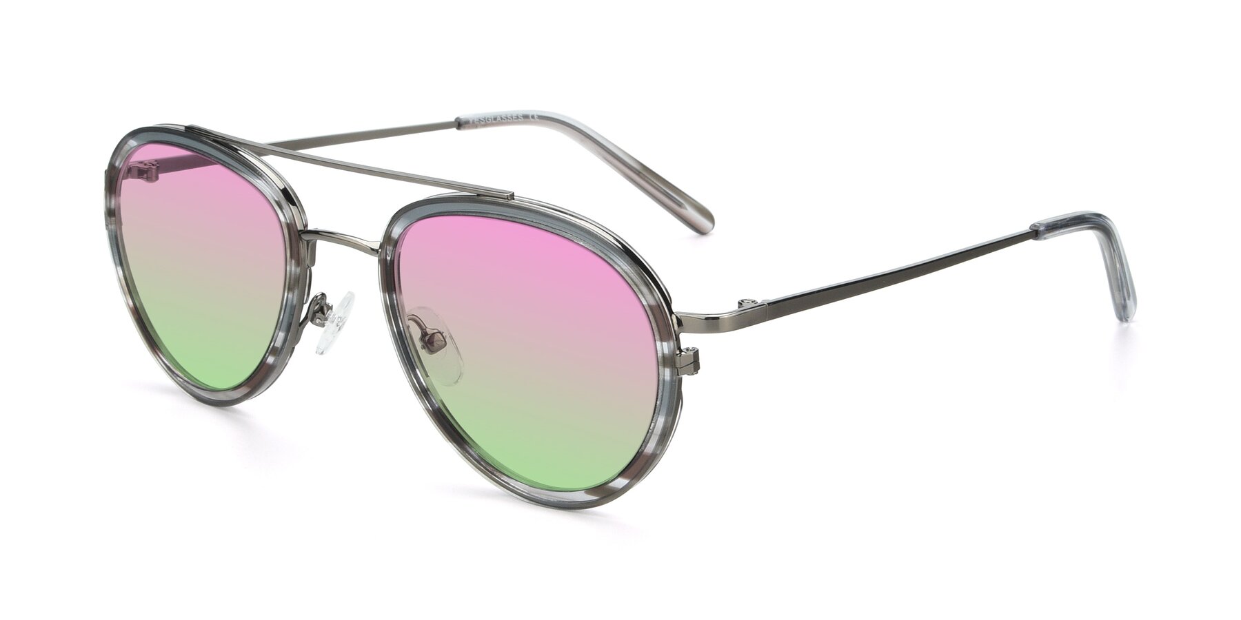 Angle of 9554 in  Gunmetal-Transparent with Pink / Green Gradient Lenses