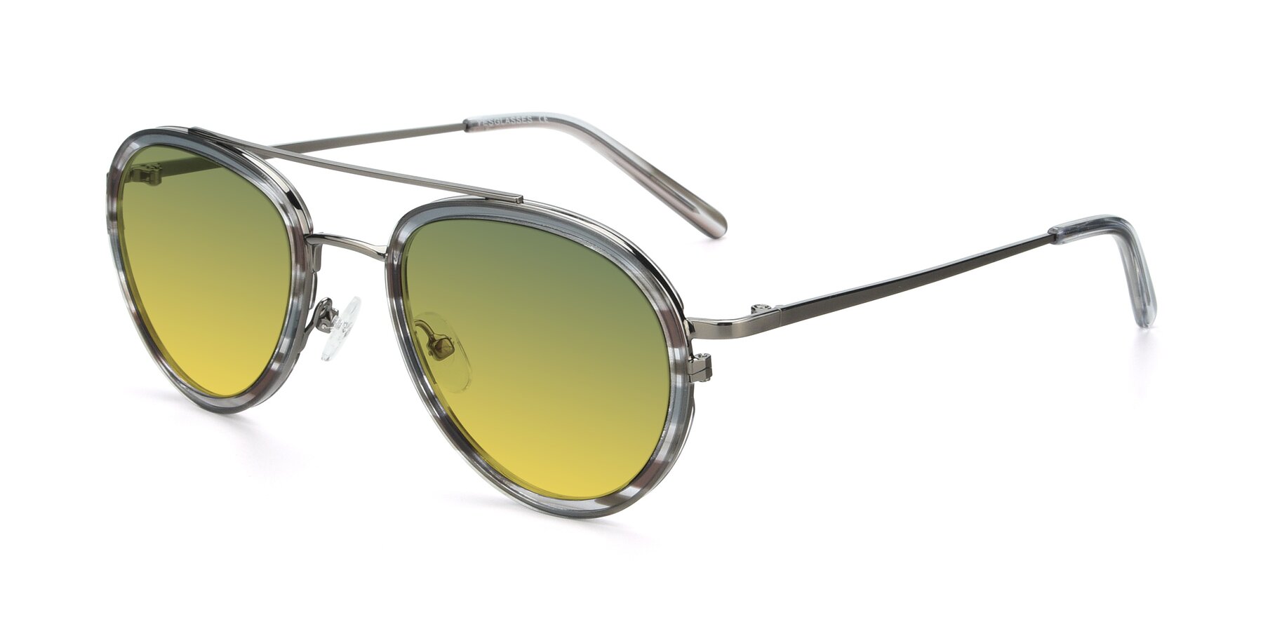 Angle of 9554 in  Gunmetal-Transparent with Green / Yellow Gradient Lenses