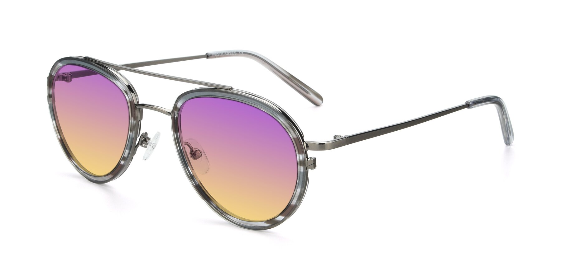 Angle of 9554 in  Gunmetal-Transparent with Purple / Yellow Gradient Lenses