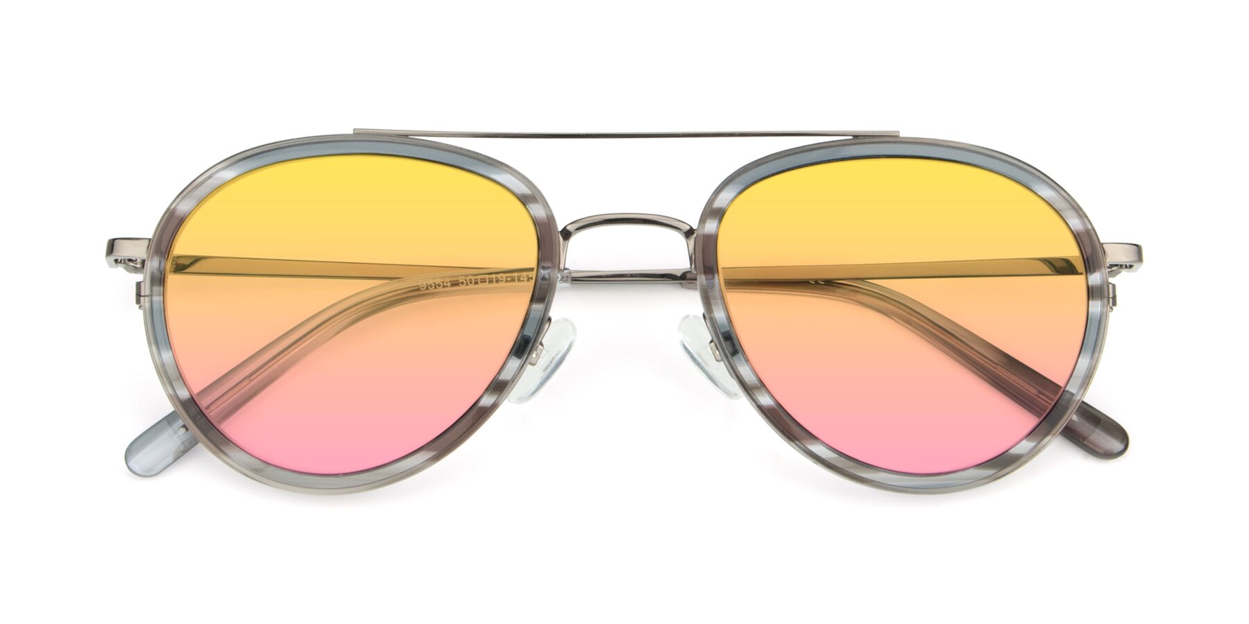 Folded Front of 9554 in  Gunmetal-Transparent with Yellow / Pink Gradient Lenses