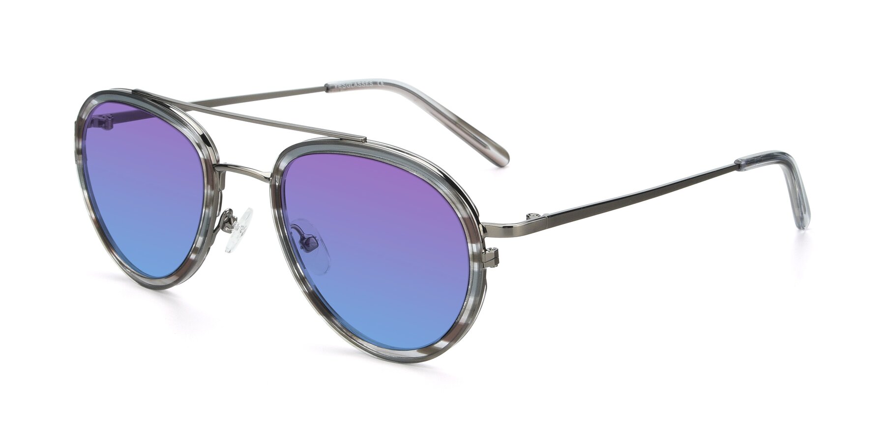 Angle of 9554 in  Gunmetal-Transparent with Purple / Blue Gradient Lenses