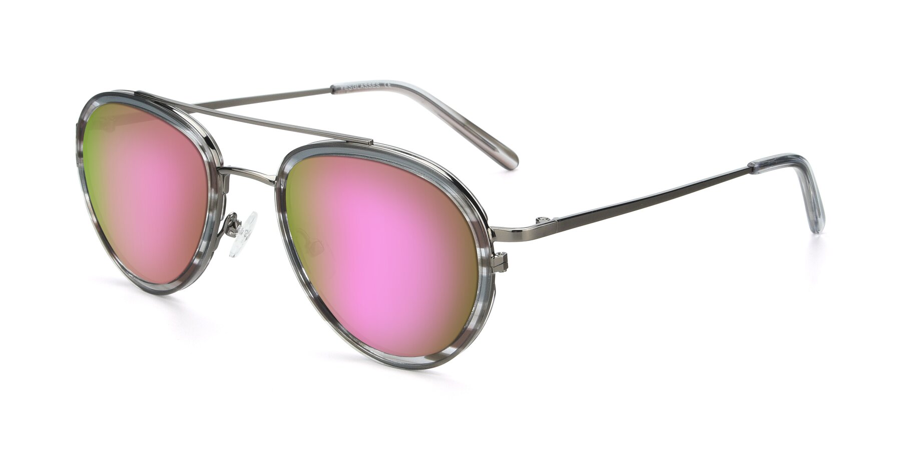 Angle of 9554 in  Gunmetal-Transparent with Pink Mirrored Lenses